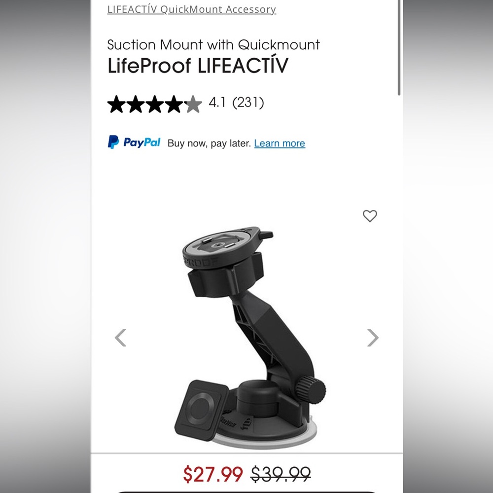 Otterbox LifeProof LIFEACTÍV Suction Mount with Quickmount NIB